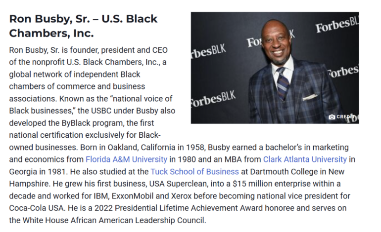 USBC President & CEO Ron Busby Sr. Featured in U.S. News Article Highlighting Famous Black Business Leaders