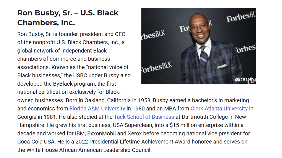 USBC President & CEO Ron Busby Sr. Featured in U.S. News Article Highlighting Famous Black Business Leaders